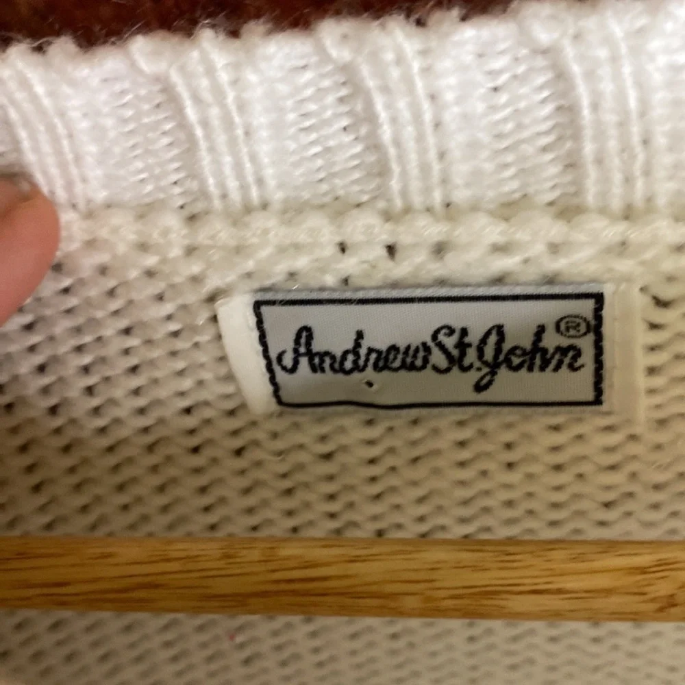 Andrew St.John Vintage Knit Sweater with Floral Design Size L - Picture 11 of 12